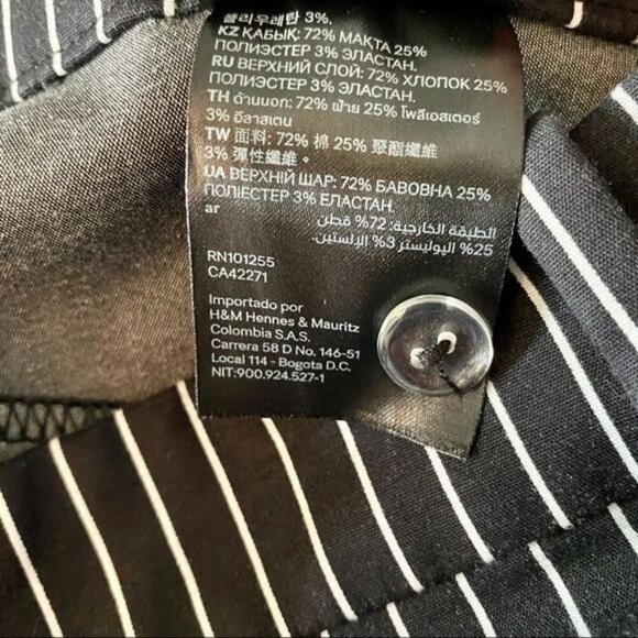 H&M Trousers Pants Black and White Striped Side Zip Size 8 - Picture 9 of 10